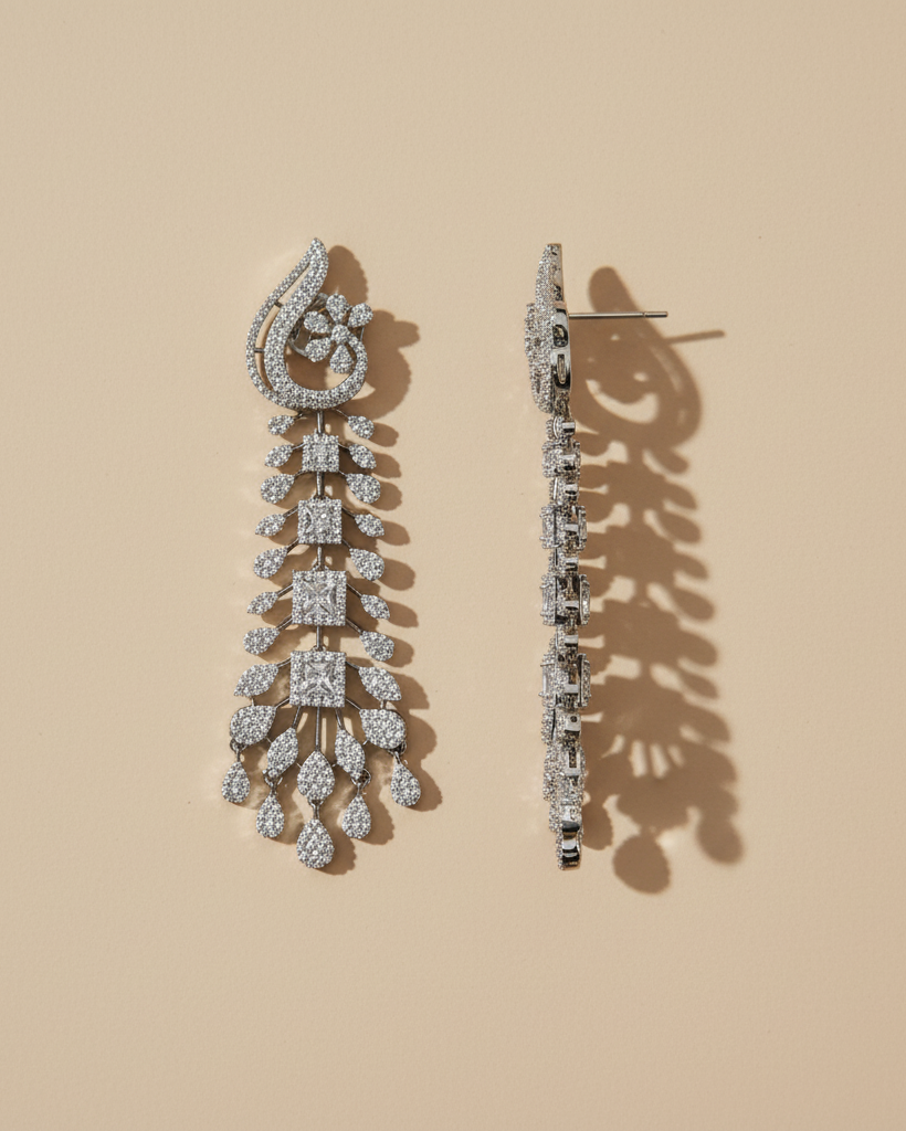 Silver Charm American Diamond Zirconia Dangler Earrings