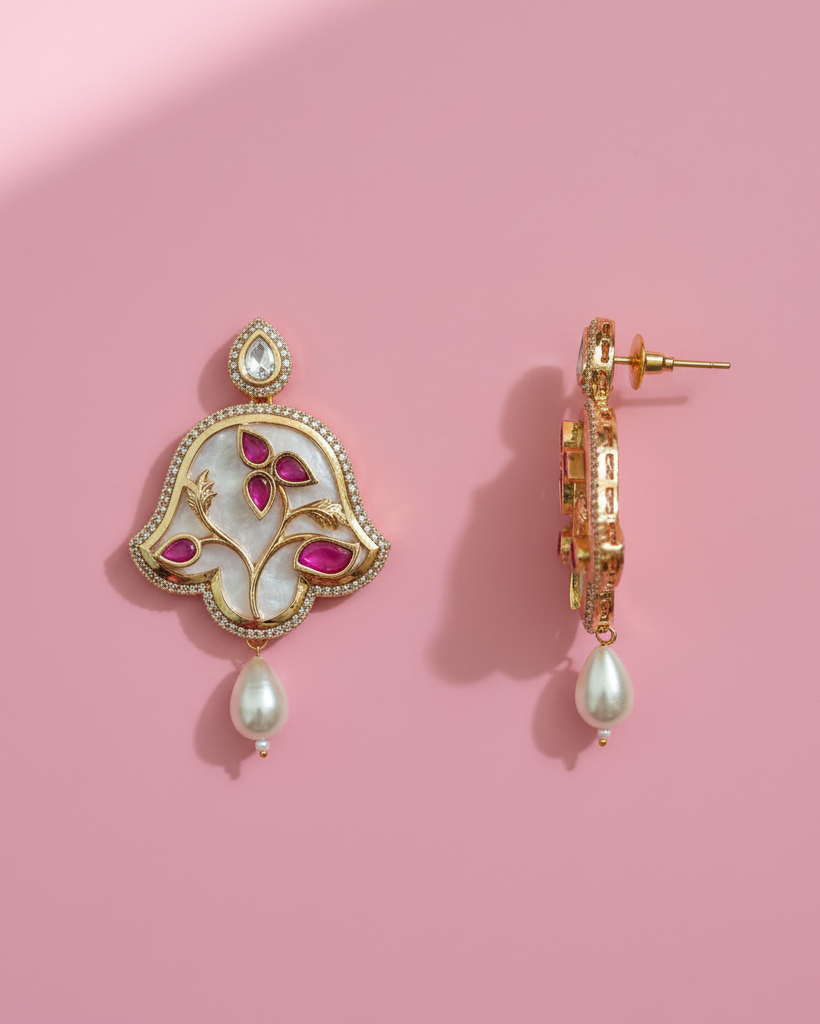 Rani Anika Kundan American Diamond Zirconia Dangler Earrings