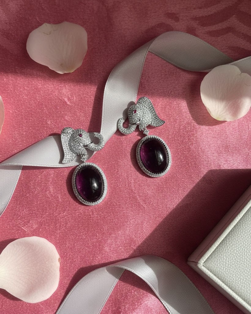 Purple Gajraaj American Diamond Zirconia Dangler Earrings