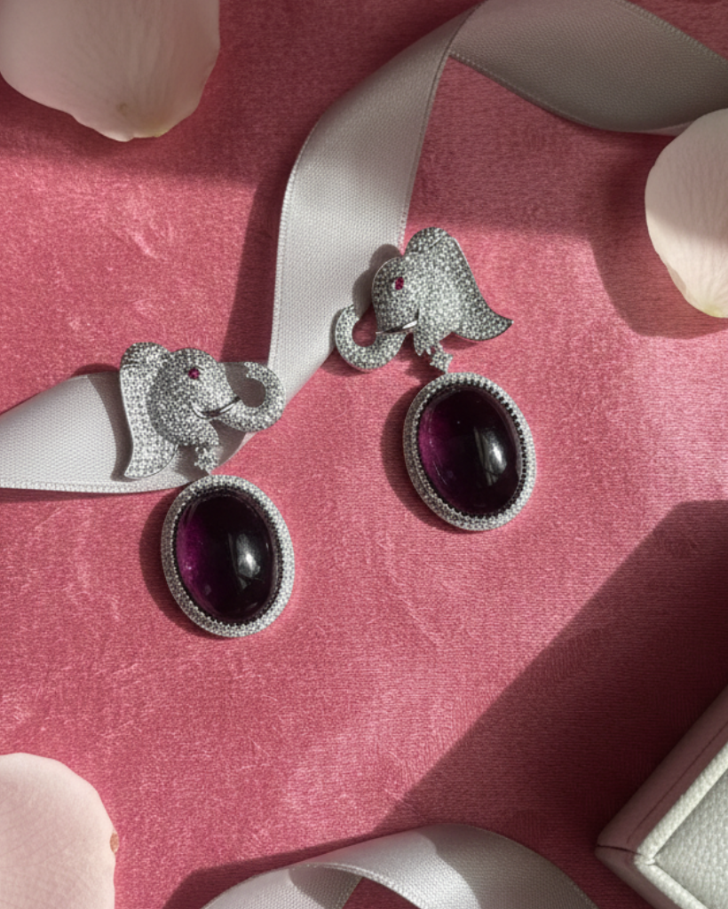 Purple Gajraaj American Diamond Zirconia Dangler Earrings