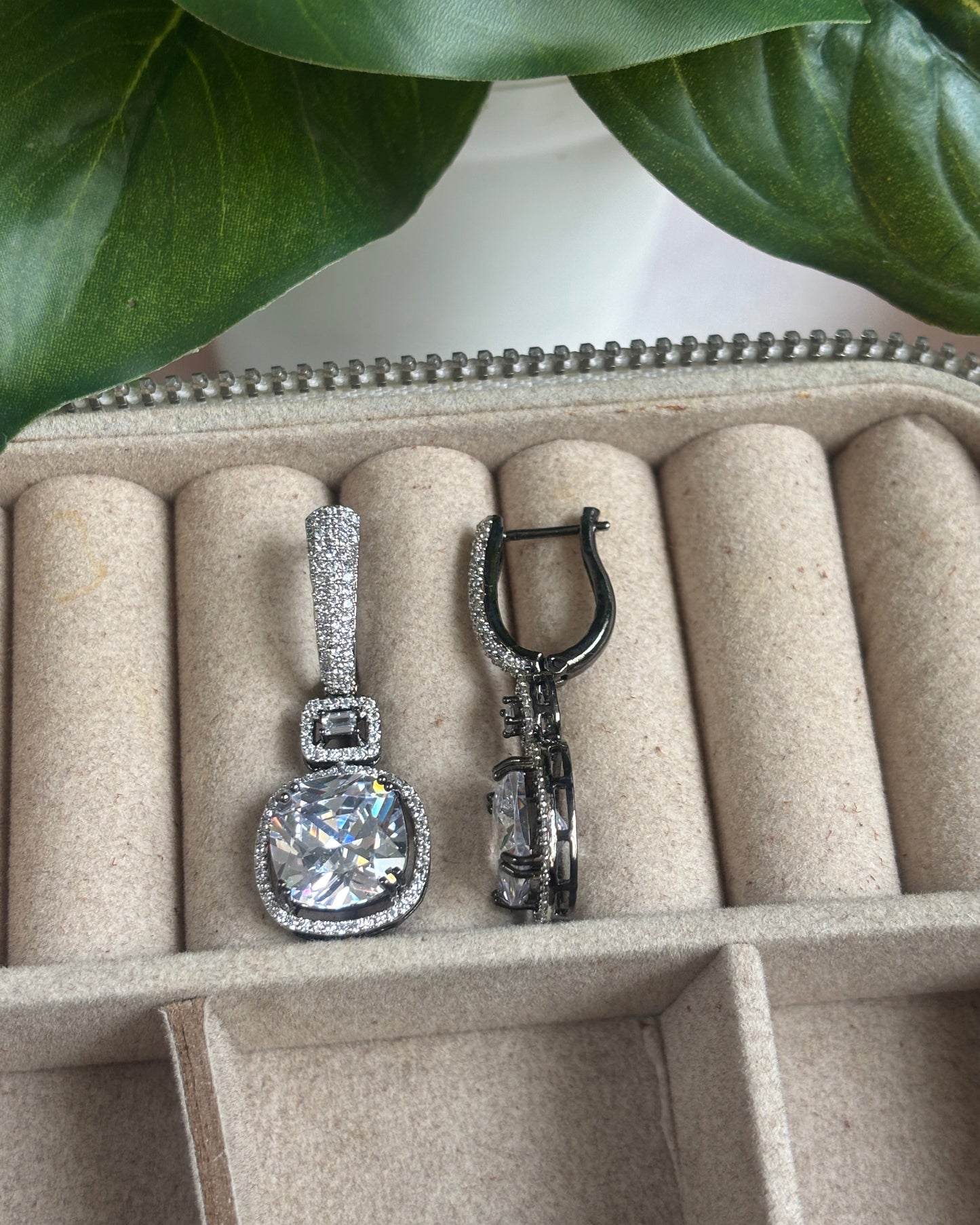 Jet Mystique American Diamond Zirconia Drop Earrings