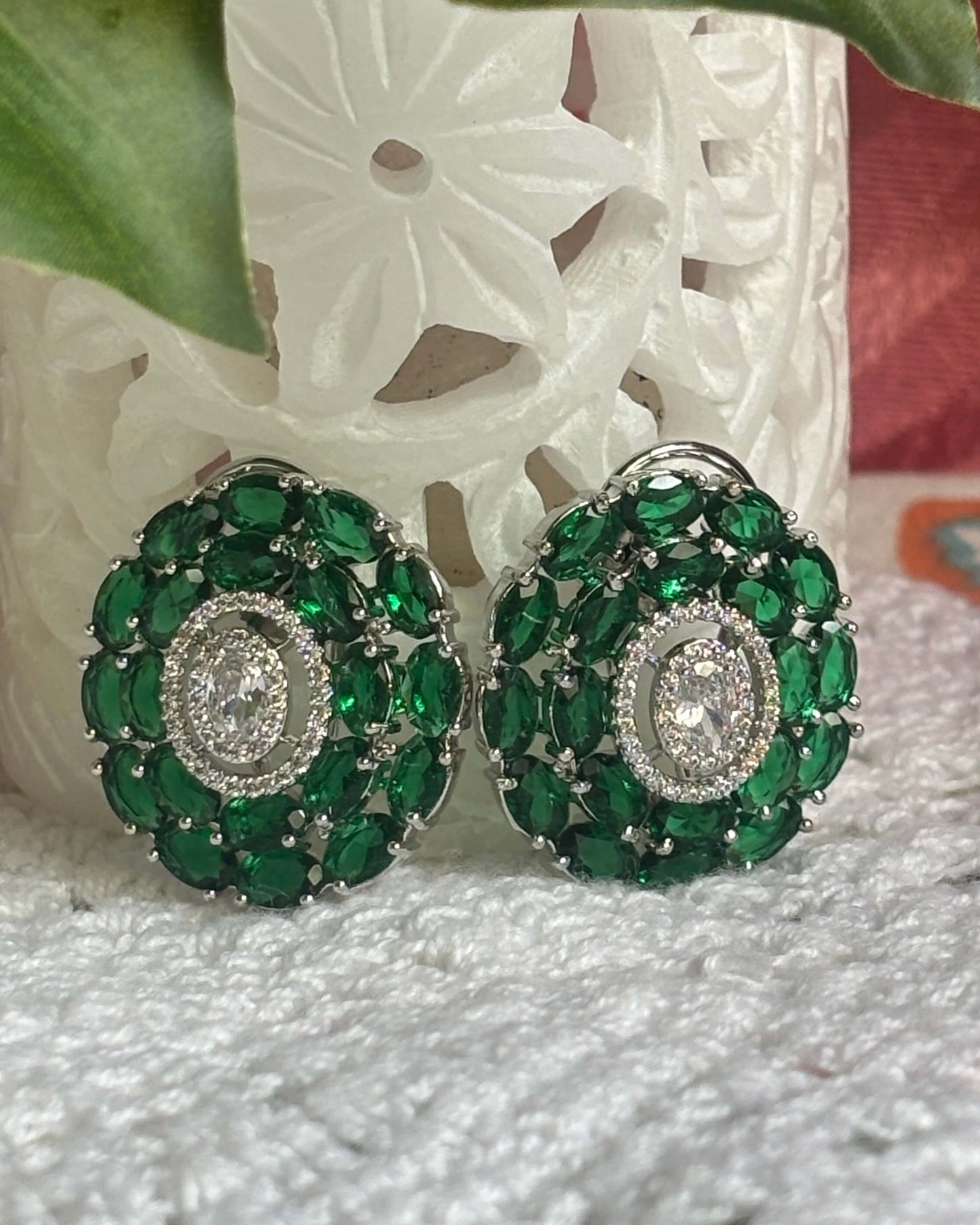 Emerald Eden American Diamond Zirconia Stud Earrings