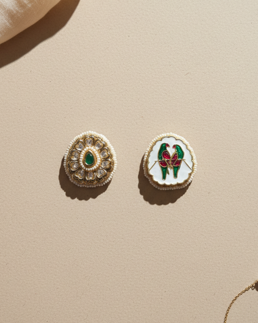 Emerald Amani American Diamond Zirconia Ethnic Stud Earrings