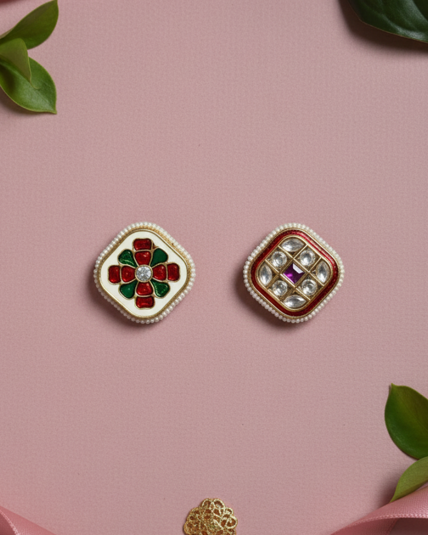 Rani Alisha American Diamond Zirconia Meenakari Stud Earrings