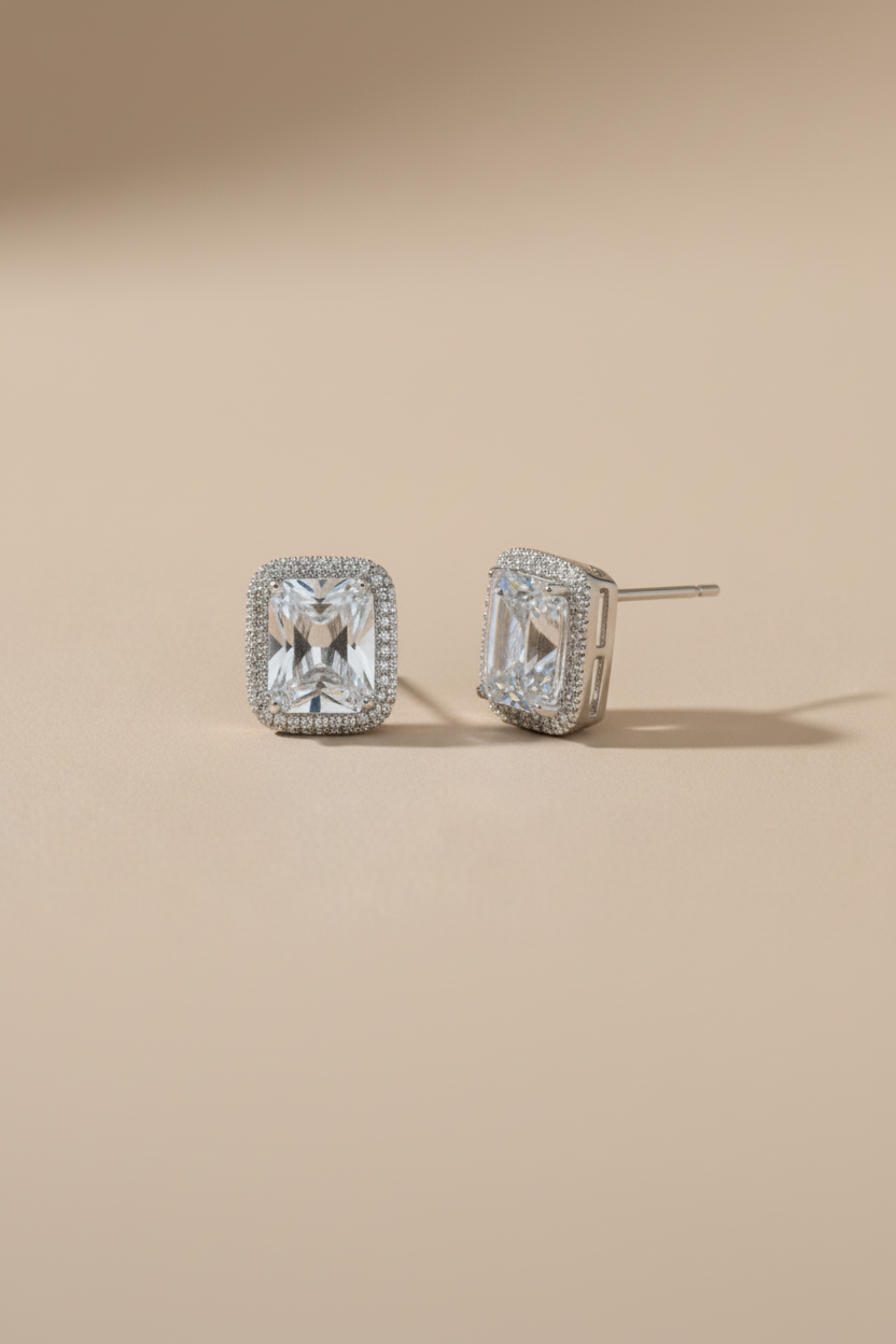 Silver Solitaire Zirconia Studs