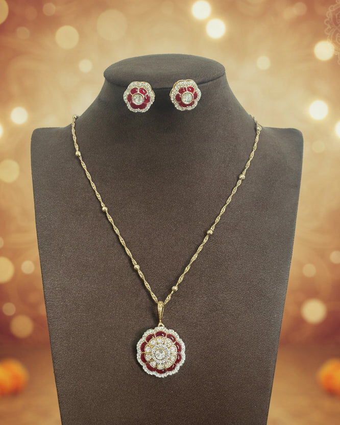 Red Nitya Zirconia Pendant Set