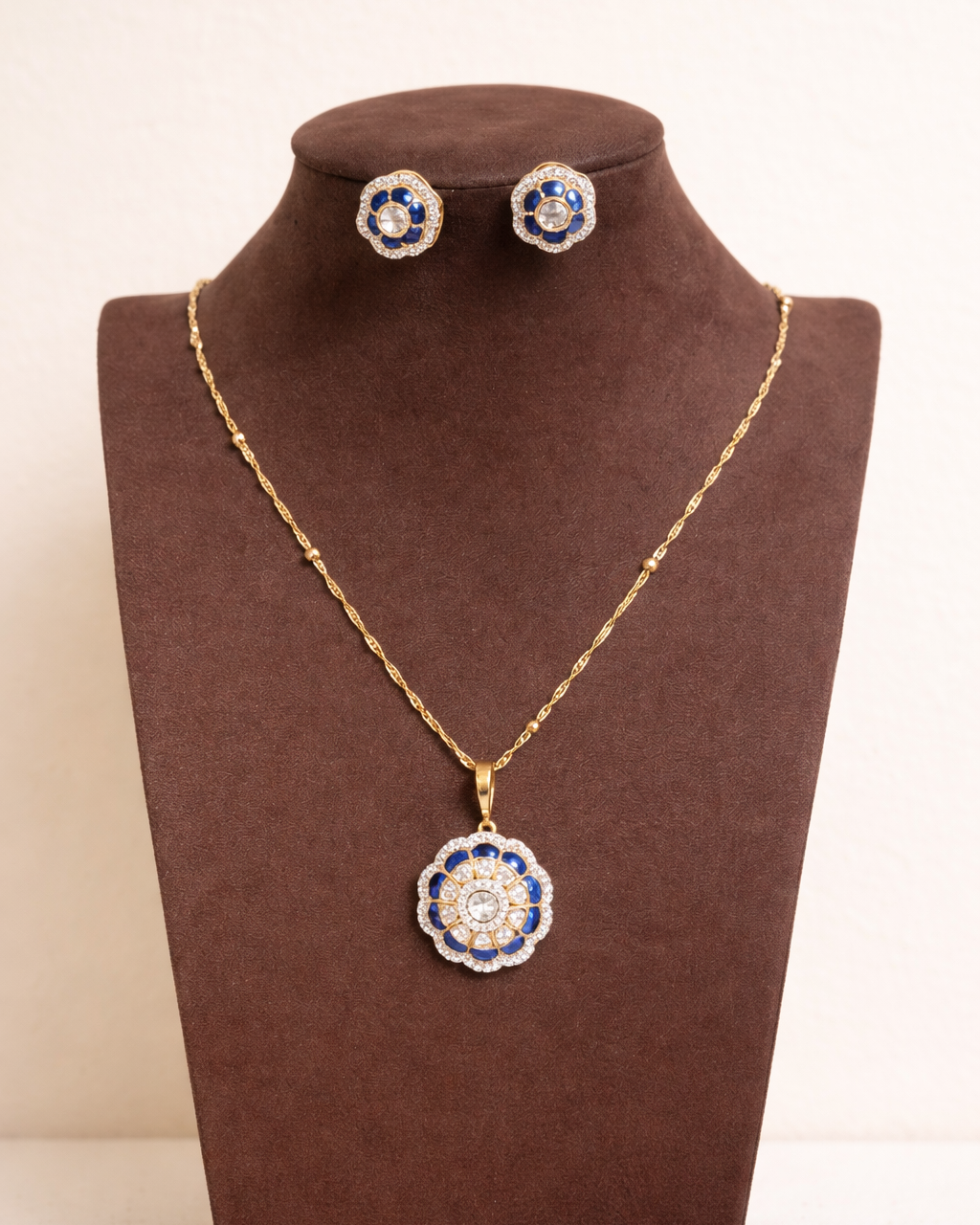 Navy Nitya Zirconia Pendant Set