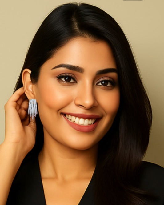 Silver Aura Zirconia American Diamond Hoop Earrings