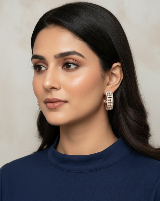 Rose Gold Grace Zirconia Hoops