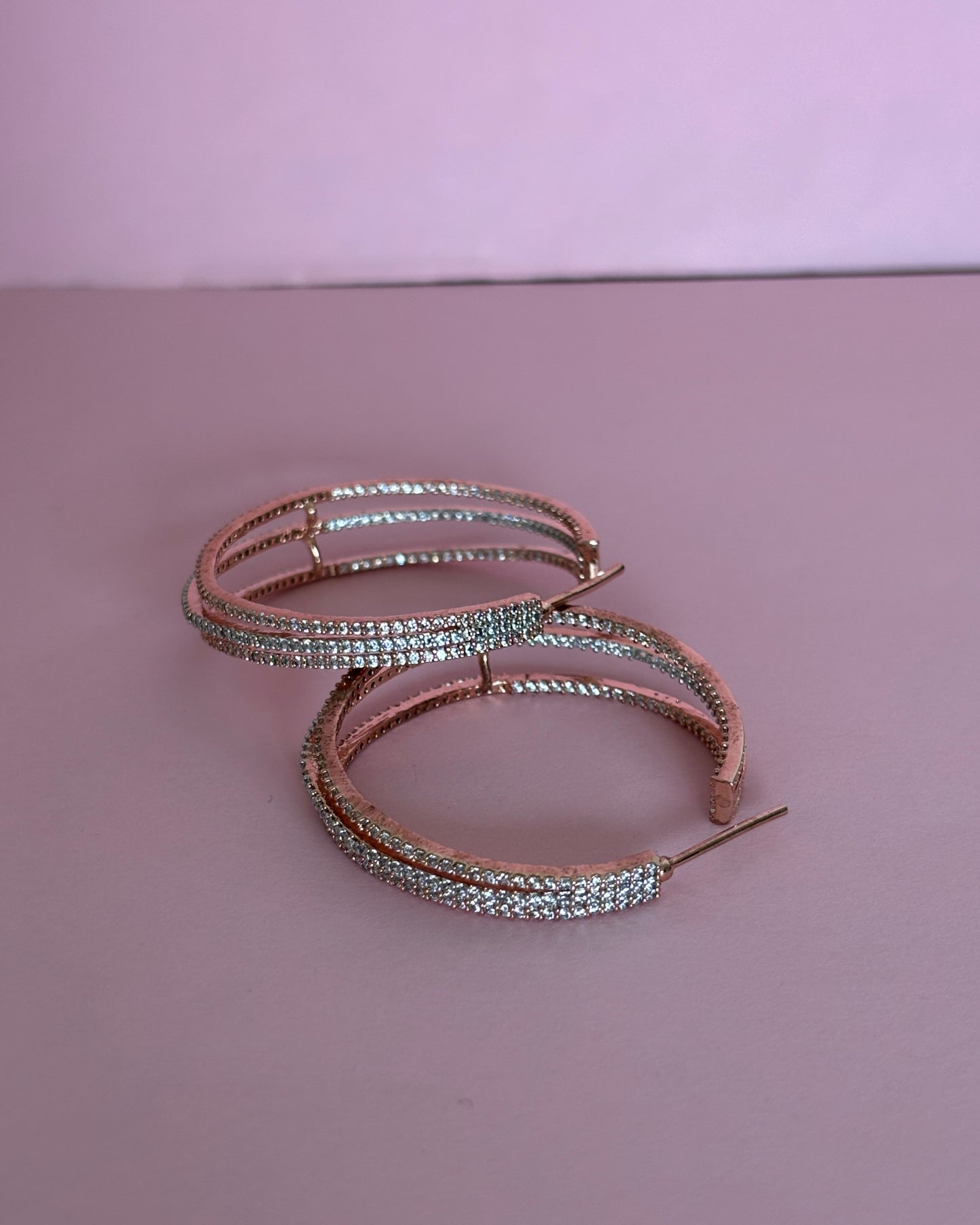 Rose Gold Vivid Zirconia Hoops