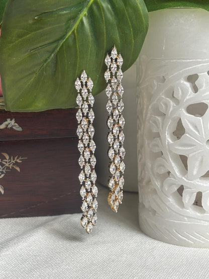 Gold Sleek Zirconia Long Danglers