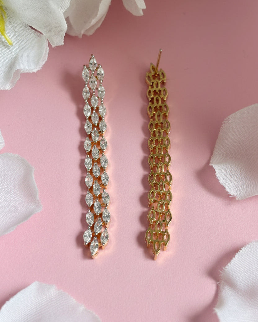 Gold Sleek Zirconia Long Danglers