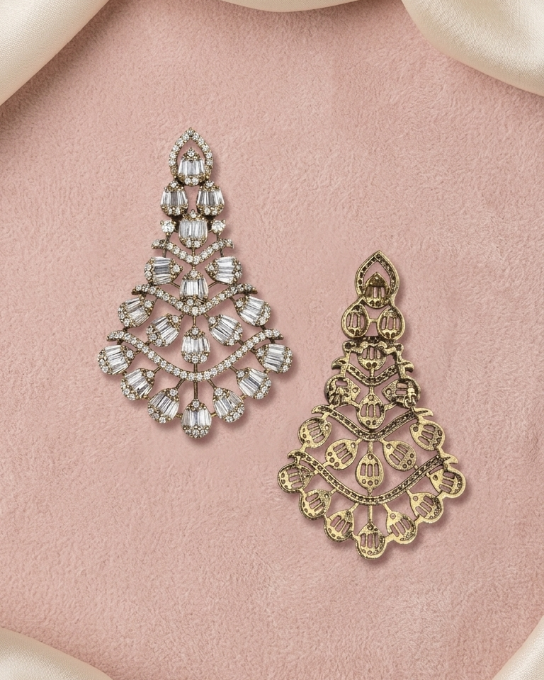 Antique Gold Muse Zirconia Danglers