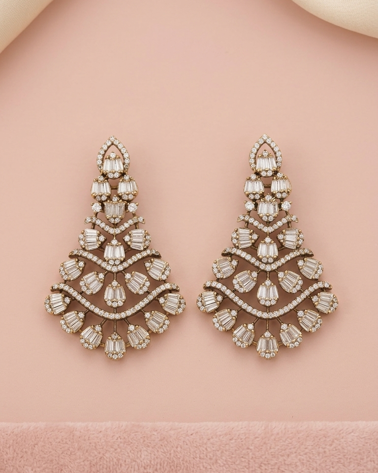 Antique Gold Muse Zirconia Danglers
