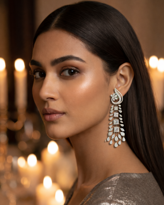 Silver Charm American Diamond Zirconia Dangler Earrings