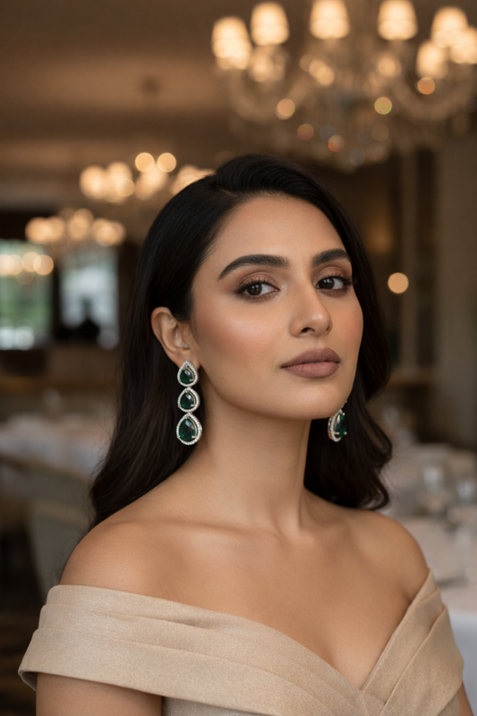 Emerald Glow Zirconia Danglers