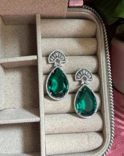 Emerald Luxe American Diamond Zirconia Dangler Earrings