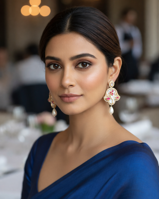 Rani Anika Kundan American Diamond Zirconia Dangler Earrings
