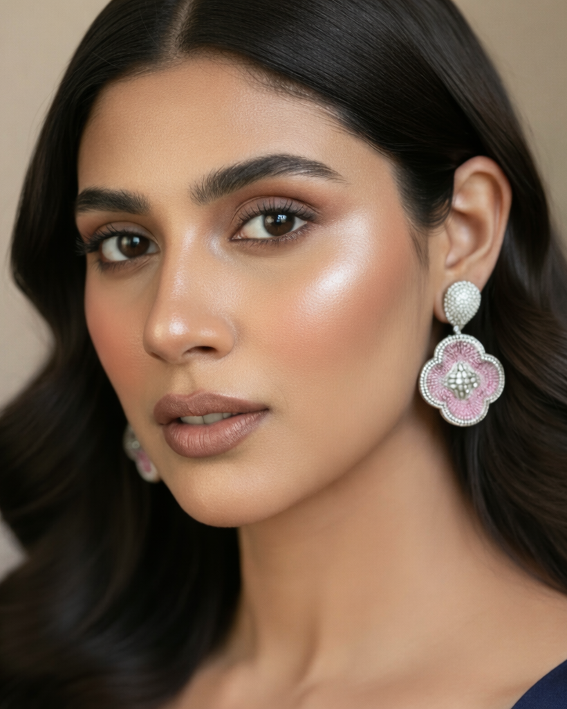 Ruby Pave Eden American Diamond Zirconia Dangler Earrings