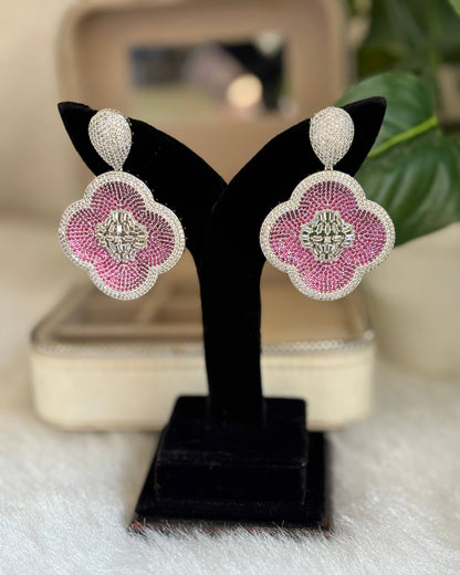 Ruby Pave Eden American Diamond Zirconia Dangler Earrings