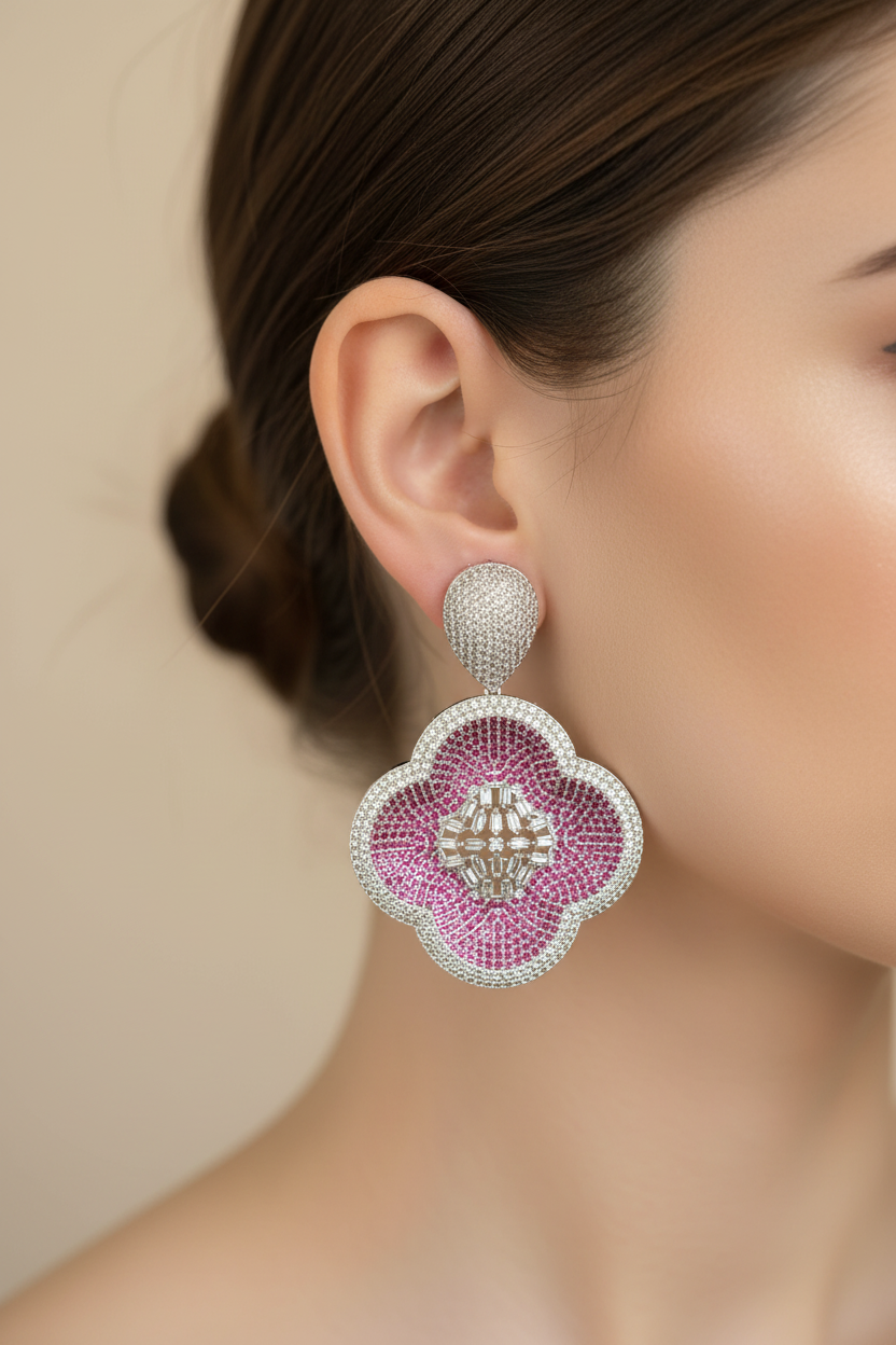 Ruby Pave Eden Zirconia Danglers