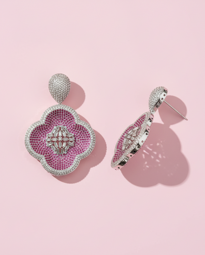 Ruby Pave Eden American Diamond Zirconia Dangler Earrings