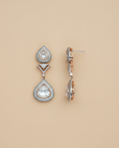 Golden kundan American Diamond Zirconia Dangler Earrings
