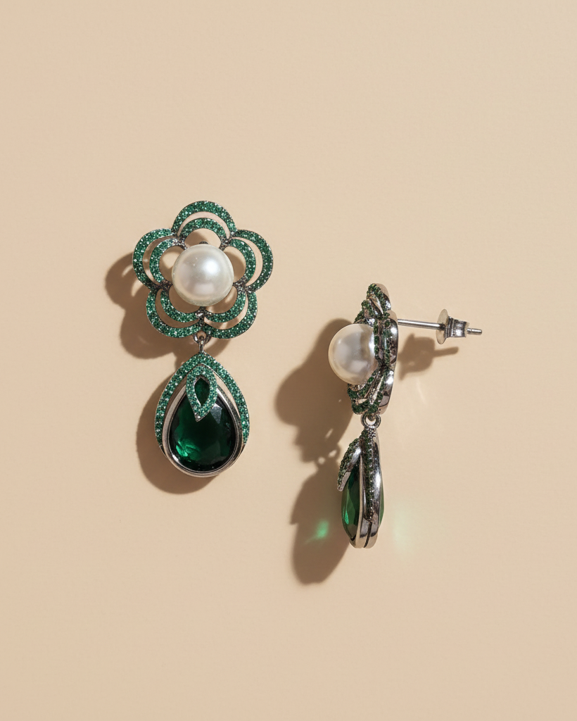 Emerald Bloom Zirconia Danglers