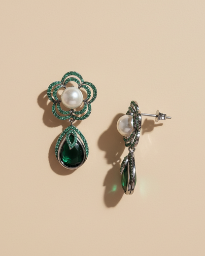 Emerald Bloom Zirconia Danglers