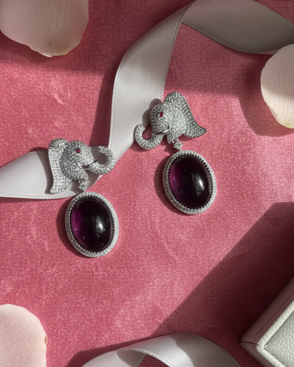 Purple Gajraaj American Diamond Zirconia Dangler Earrings