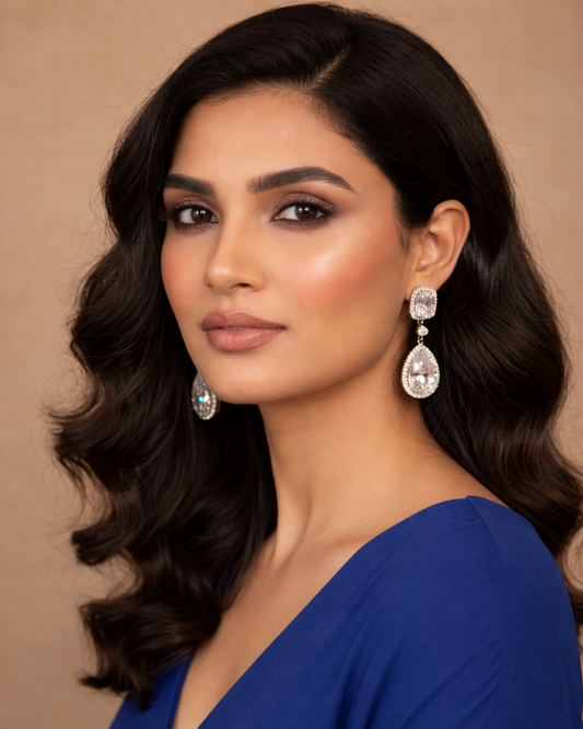 Silver Aura Solitaire Zirconia Danglers