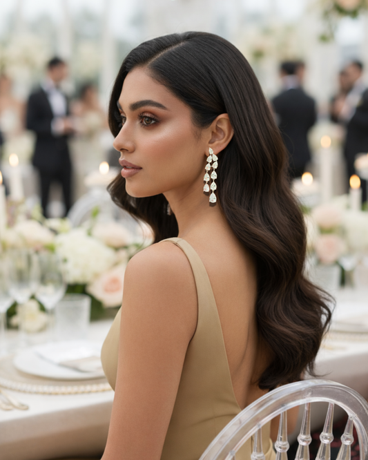 Silver Lumina Solitaire American Diamond Zirconia Dangler Earrings