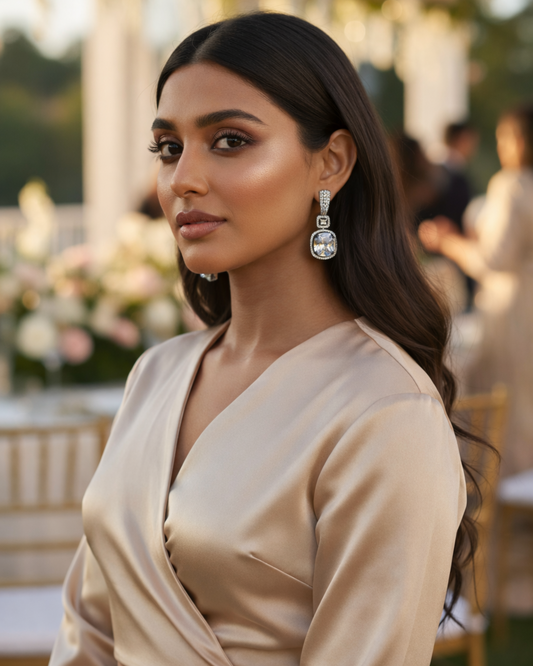 Jet Mystique American Diamond Zirconia Drop Earrings