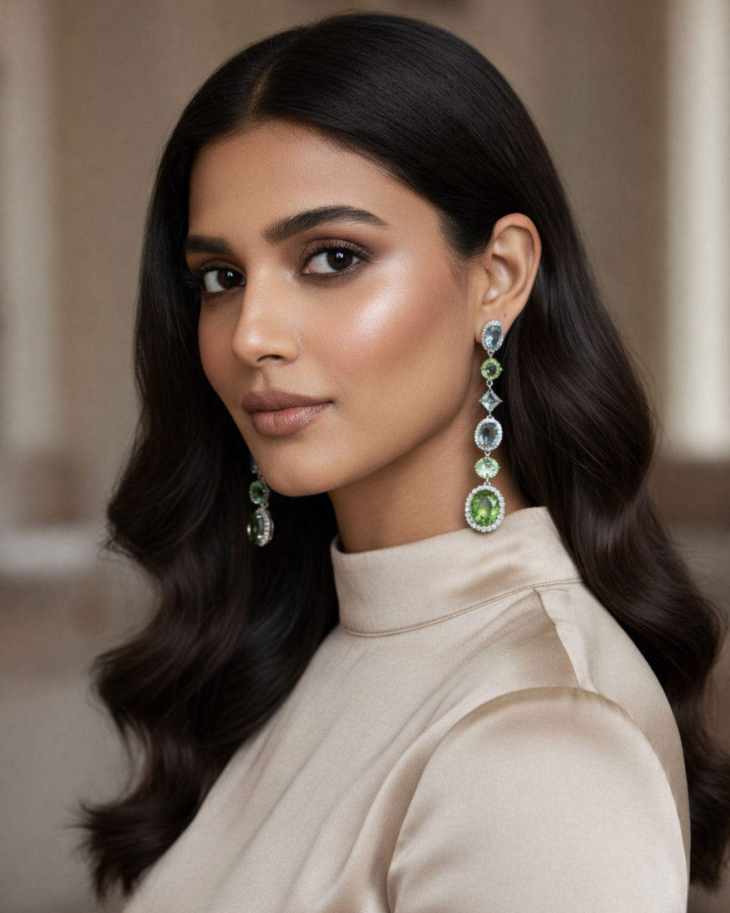 Aqua Sleek American Diamond Zirconia  Dangler Earrings