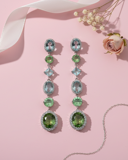 Aqua Sleek American Diamond Zirconia  Dangler Earrings