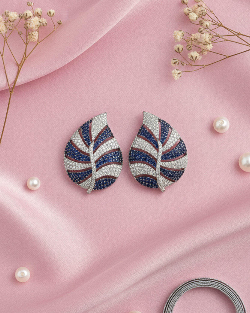 Navy Leaf Zirconia Studs