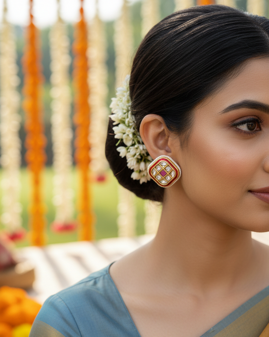 Rani Alisha American Diamond Zirconia Meenakari Stud Earrings