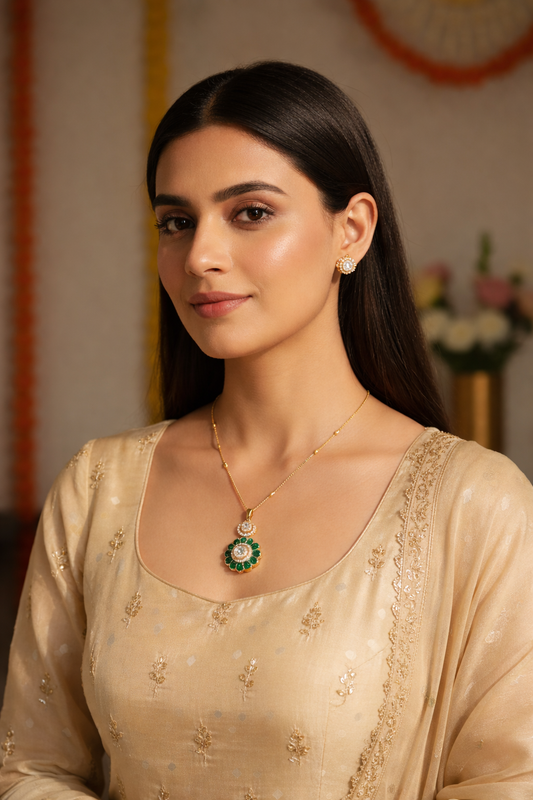 Green Glow Zirconia Pendant Set