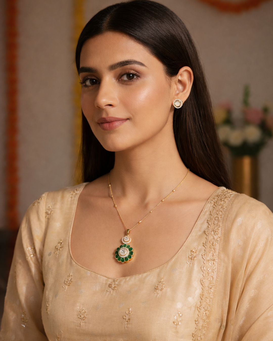 Green Glow Zirconia Pendant Set