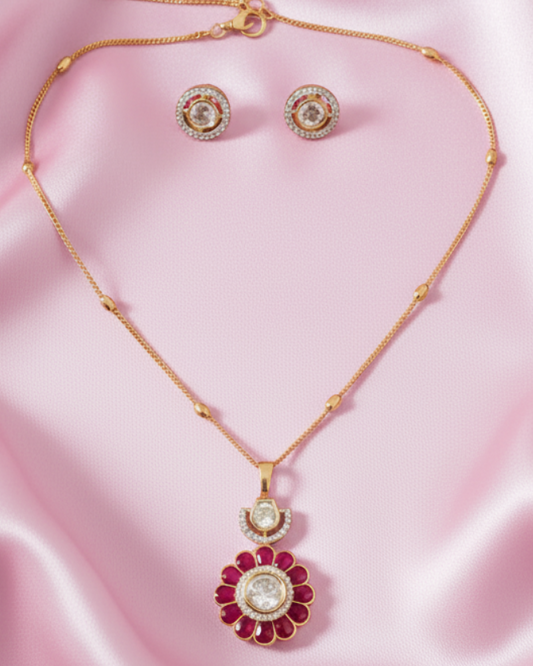 Red Glow Zirconia Pendant Set