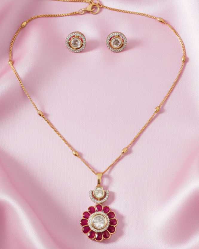 Red Glow Zirconia Pendant Set