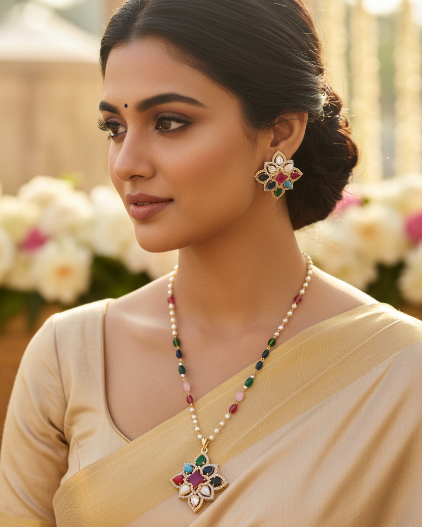 Multicolour Devina Zirconia Pendant Set