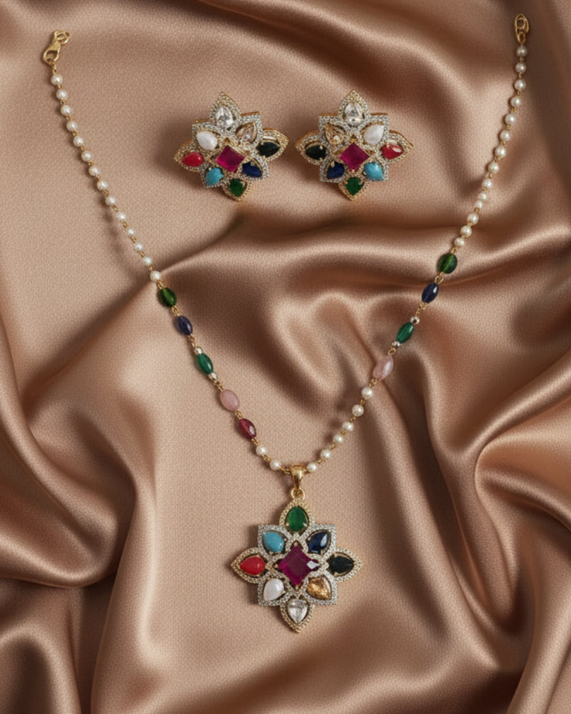 Multicolour Devina Zirconia Pendant Set