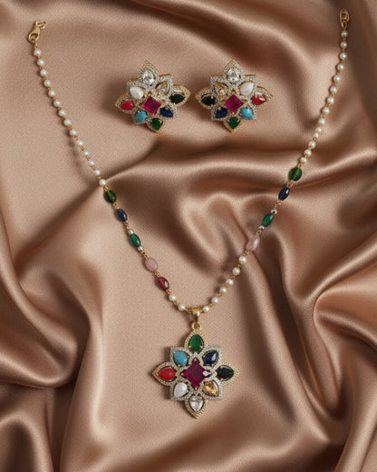 Multicolour Devina Zirconia Pendant Set