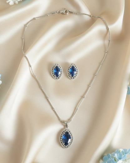 Navy Grace Zirconia Pendant Set