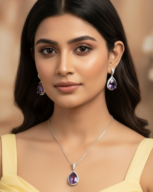 Purple Bliss Zirconia Pendant Set