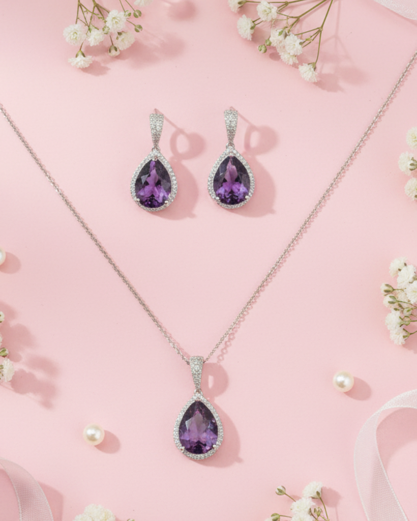 Purple Bliss Zirconia Pendant Set