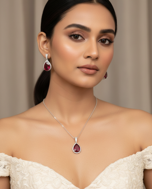 Ruby Bliss Zirconia Pendant Set