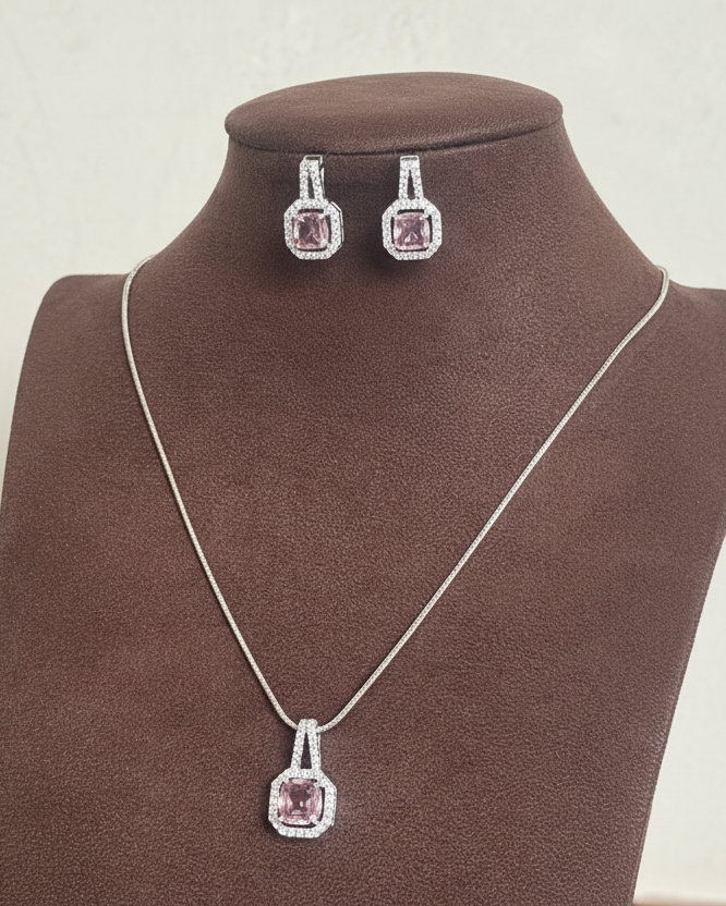 Pink Sia Zirconia Pendant Set