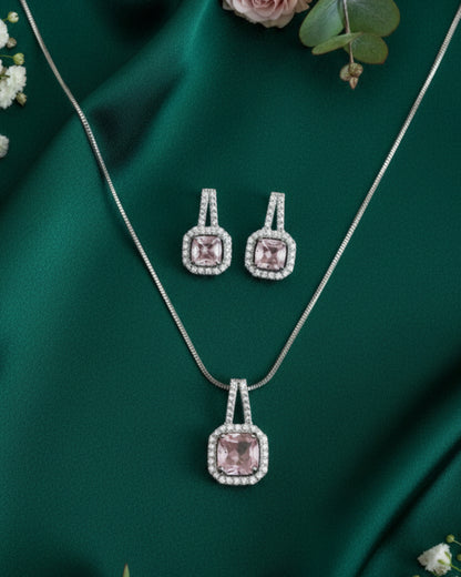 Pink Sia Zirconia Pendant Set